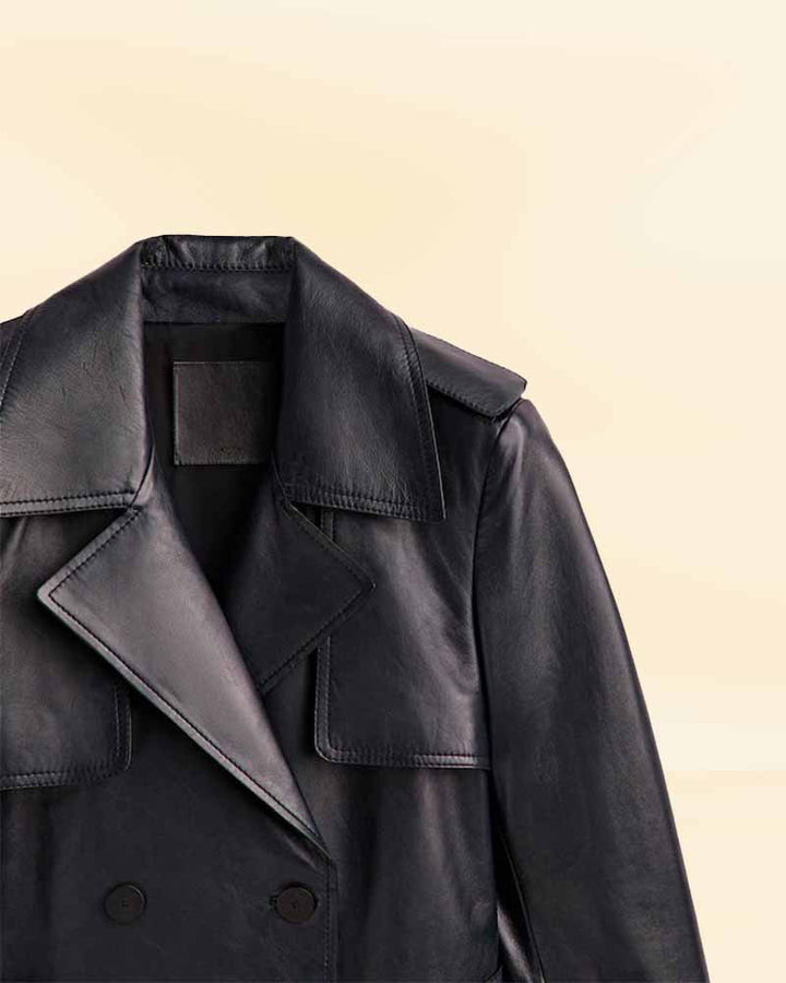 Elevate Your Wardrobe with our Cropped Nappa Leather Trench Coat