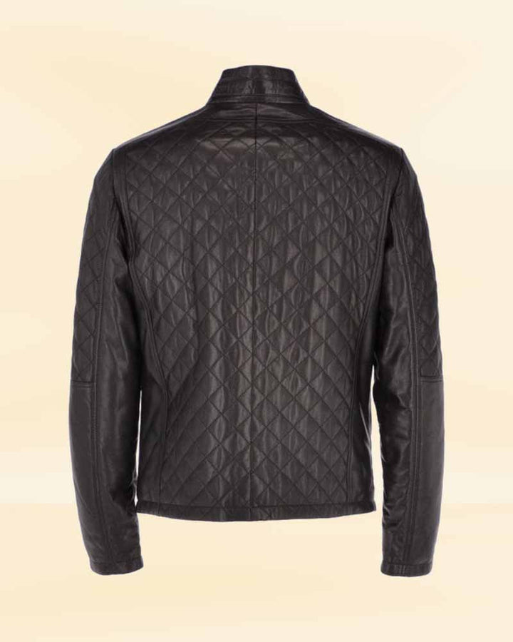 black leather jacket with zip closure
