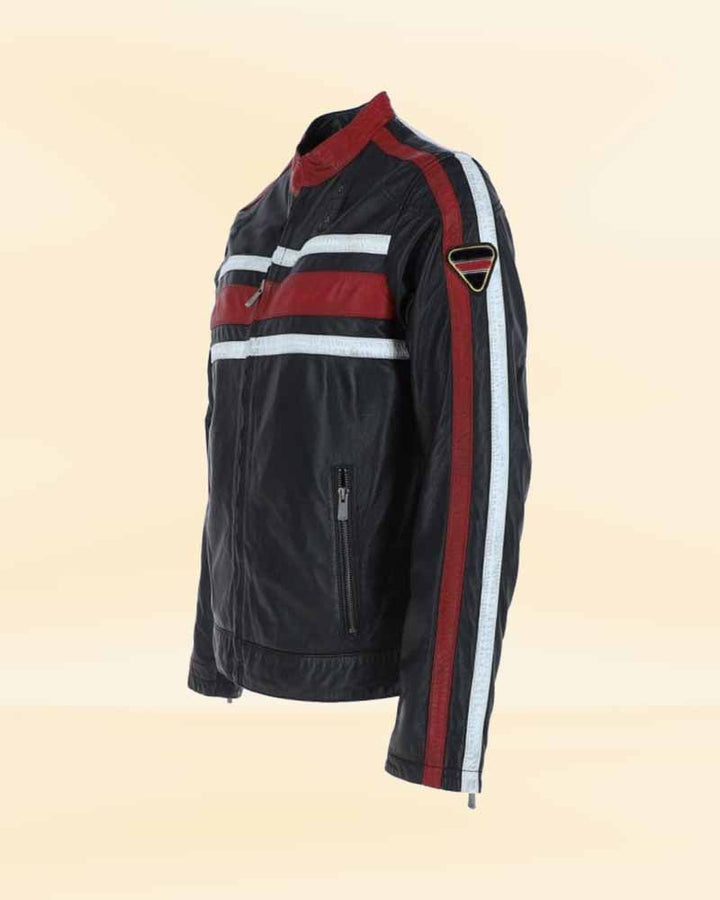Elegant men's leather biker jacket in black for a sleek look