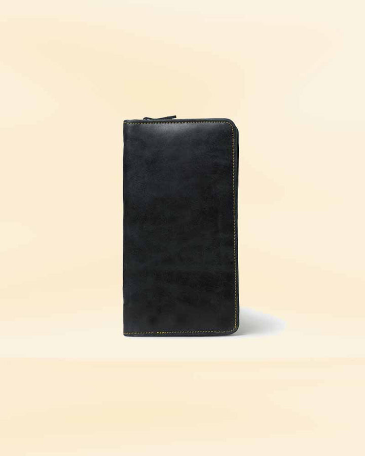 A front and back view of our leather Multi Purpose bag, showing its functionality and design for the American market