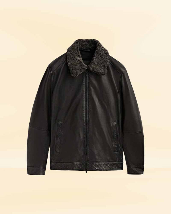 Durable leather jacket with faux fur collar built to last