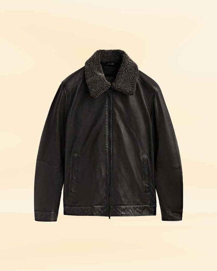 Durable leather jacket with faux fur collar built to last