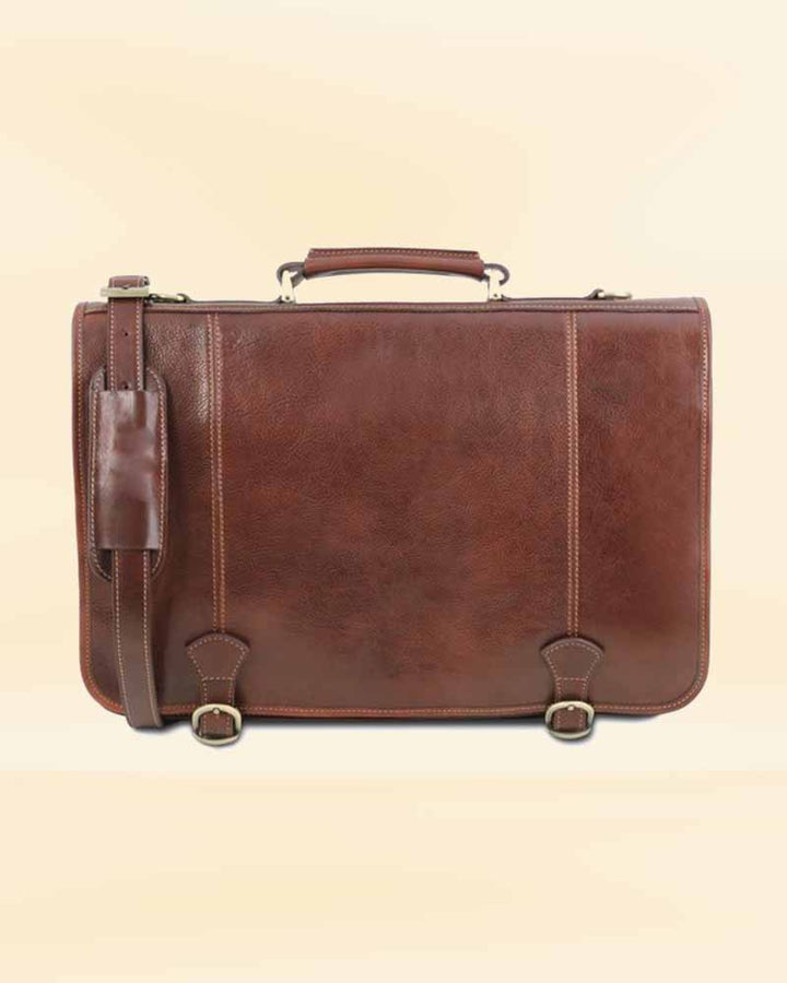 Premium Palermo leather messenger bag with multiple pockets for organization