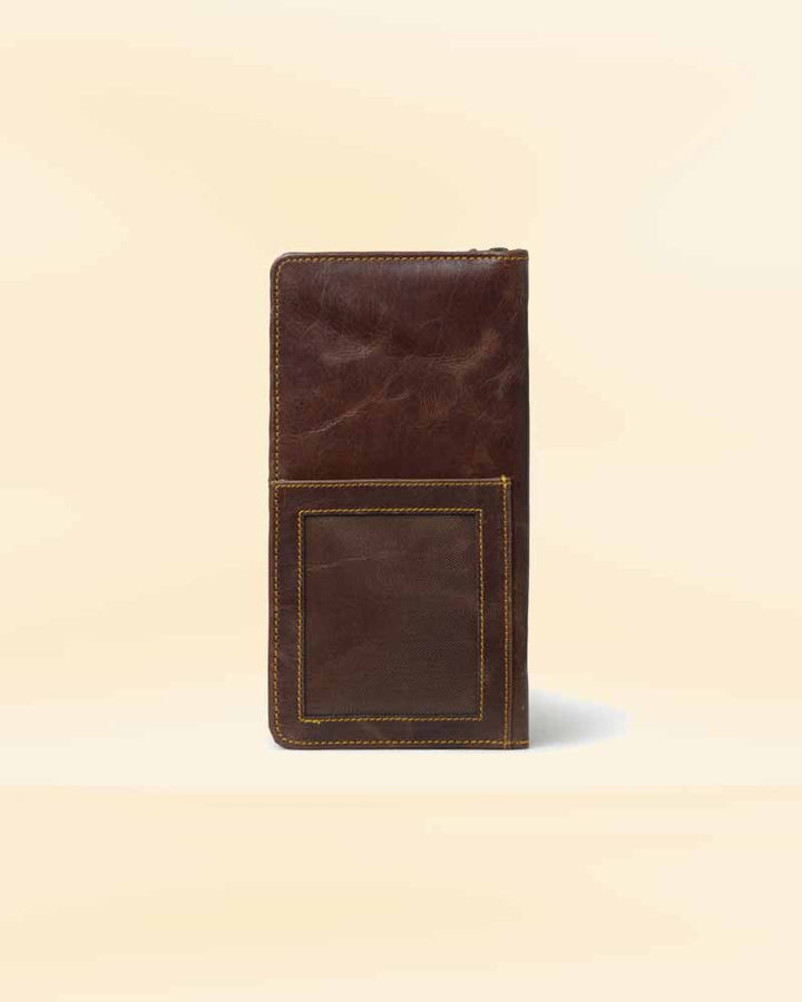 The multiple pockets and compartments of our leather Multi Purpose bag, perfect for the American market