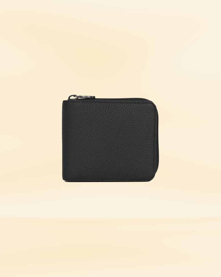 Stylish zip-around leather wallet with RFID protection