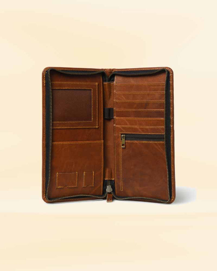The spaciousness of our leather Multi Purpose bag, ideal for the American consumer