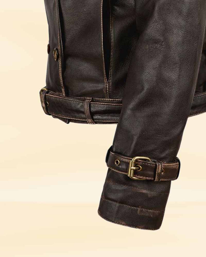 Retro style leather jacket for women