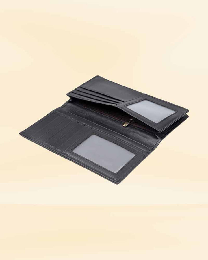 Genuine leather long wallet for men and women