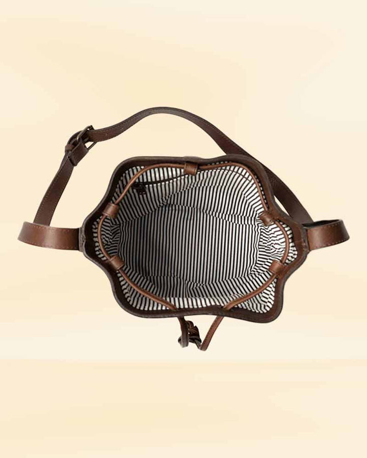 A stylish and versatile leather bucket bag, perfect for the American market