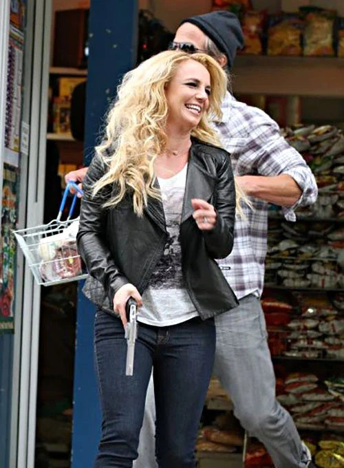 Buy BLACK LEATHER JACKET WORN BY BRITNEY SPEARS