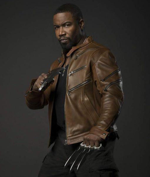Bronze Tiger Brown Leather Jacket, worn by Michael Jai  in USA market