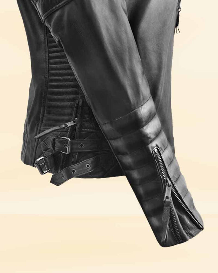 Stylish burnt charcoal leather jacket for women in USA