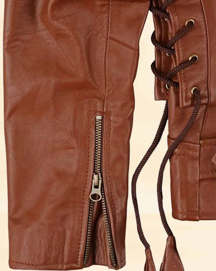 Channel Emma Watson's effortless style with this brown leather jacket in American style