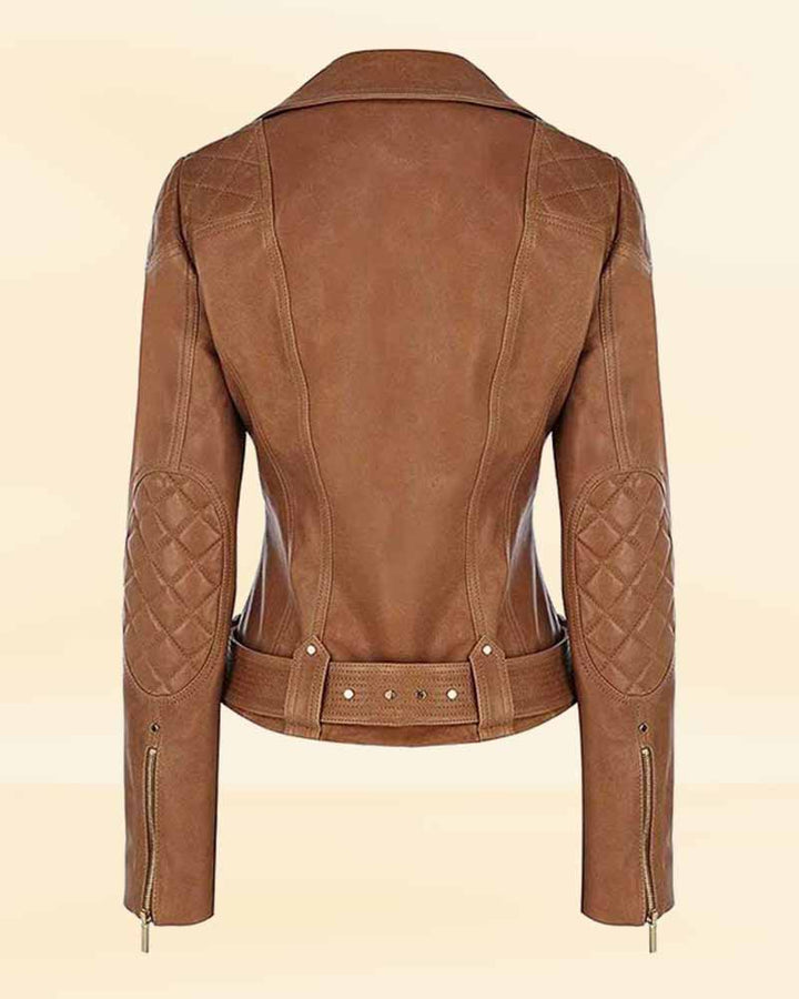 Women's Light Brown Lamp skin Leather Jacket in USA