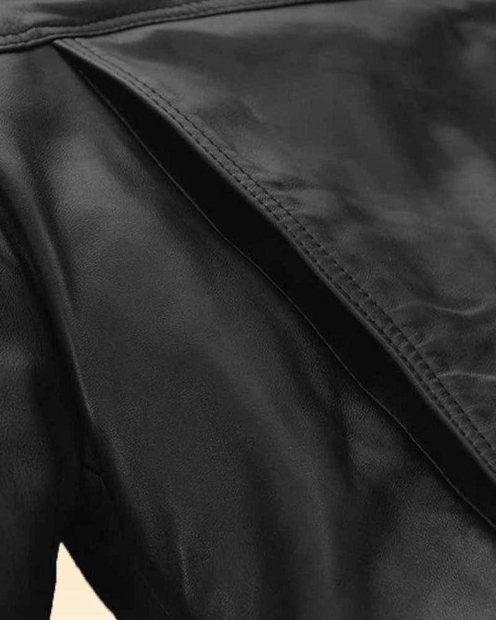 Stay stylish and warm in a black sheepskin leather jacket for women in USA