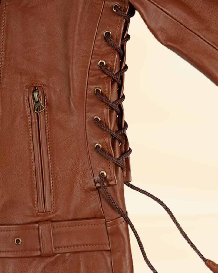 tay on-trend with Emma Watson's brown leather jacket in United State market