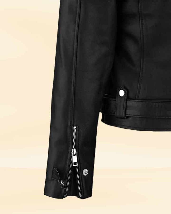 Women's Chic Rider leather jacket with a classic biker design in USA