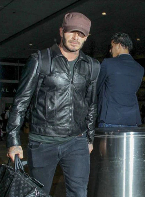 Buy Premium Black Real Leather Jacket Worn By David Beckham | David Beckham Premium Black Real Leather Jacket