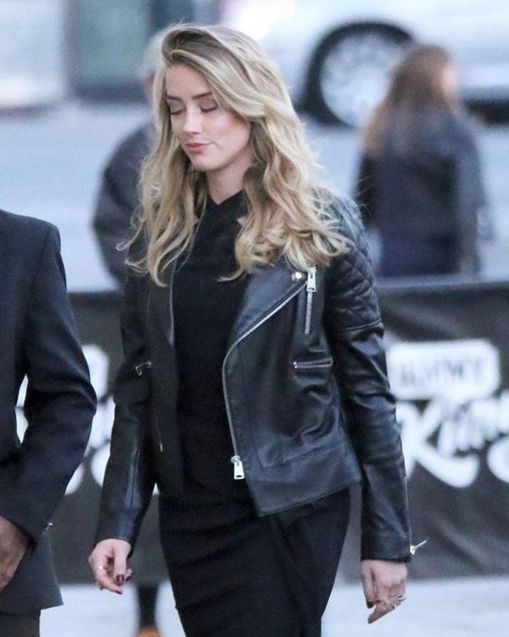 LEATHER JACKET AMBER HEARD