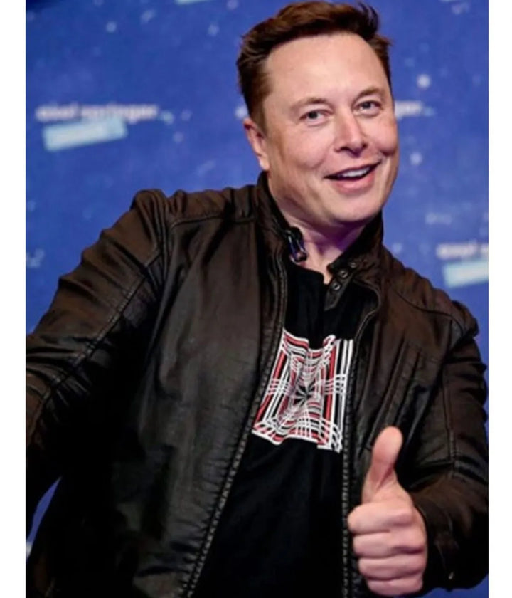 Add a touch of sophistication to your outfit with this Elon Musk black leather jacket in France style