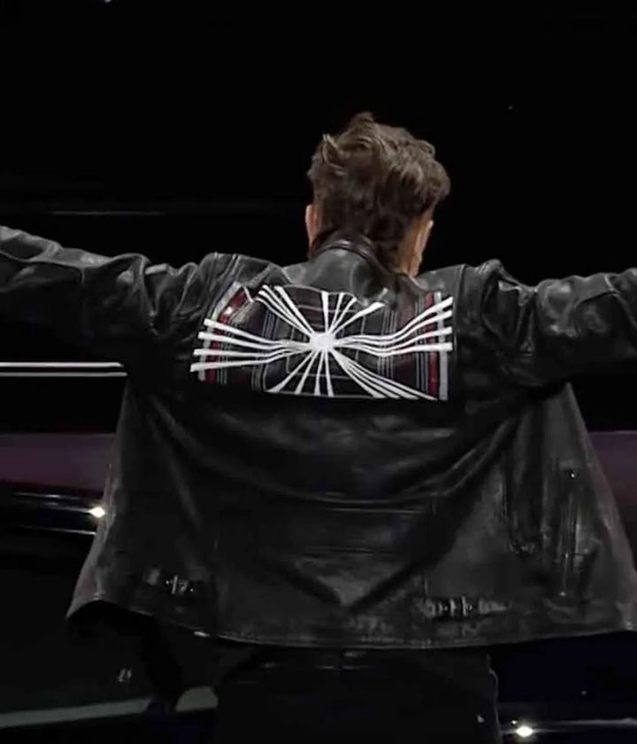 Channel your inner Elon Musk with this iconic black leather jacket in US style