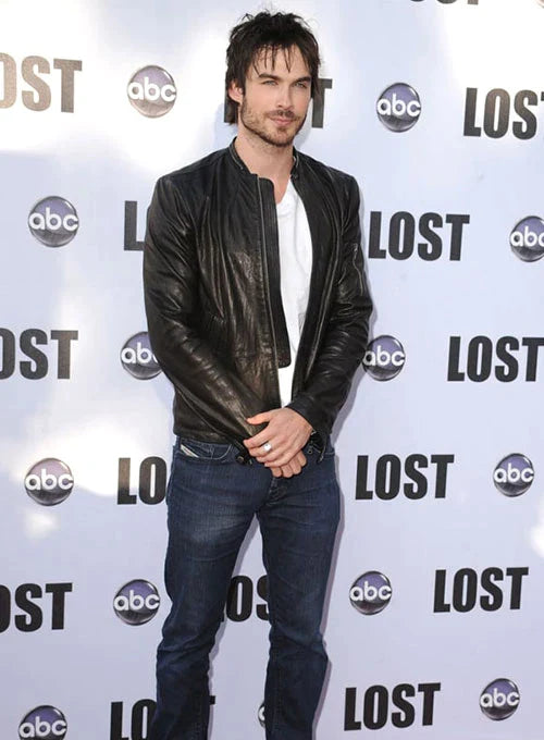 Lan Somerhalder Stylish Black Leather Jacket for Men in USA market