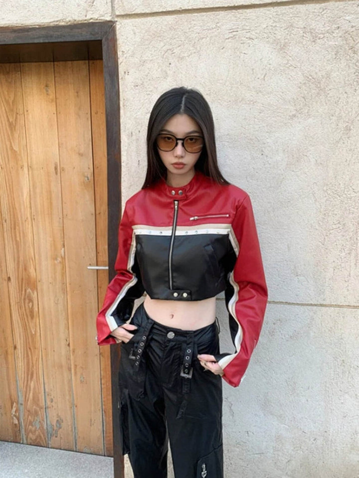 Statement Piece: Biker Style Crop Jacket in Multiple Hues for Her in United state market