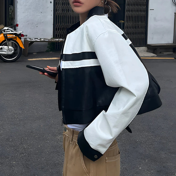Sleek black moto racing jacket in United state market