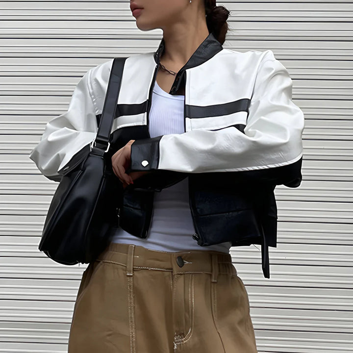Stylish racing-inspired leather jacket in United state market