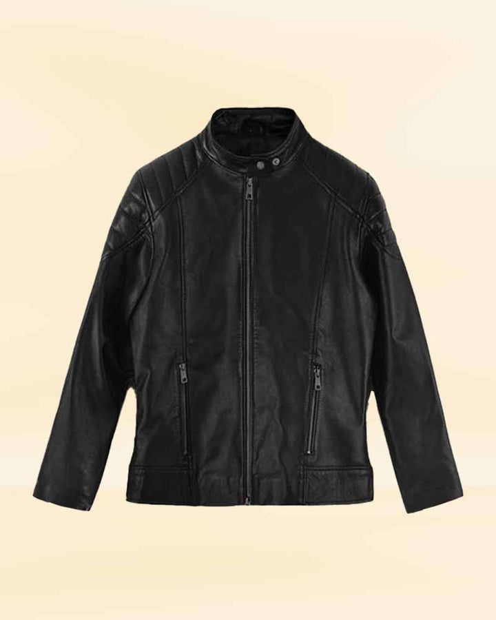 Get your zombie-fighting game on with Emma Stone's iconic leather jacket from Zombieland in American style
