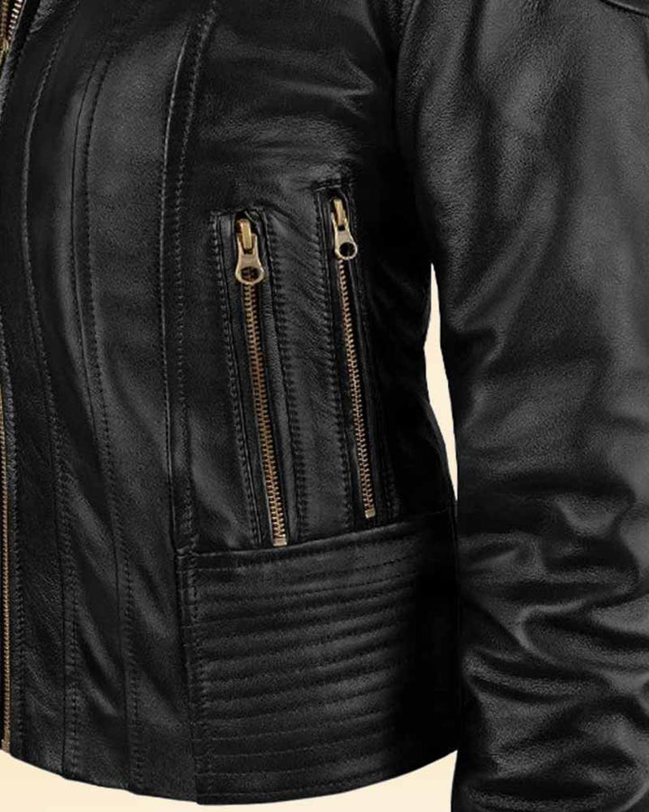 Experience the luxury of genuine leather with Megan Fox's iconic jacket in American style