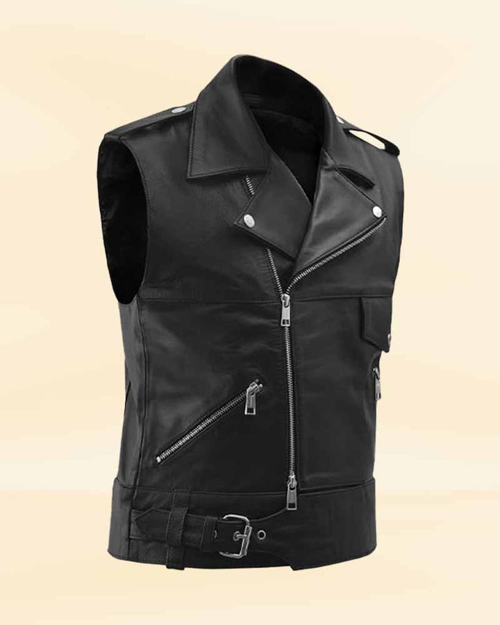 Sleeveless leather vest