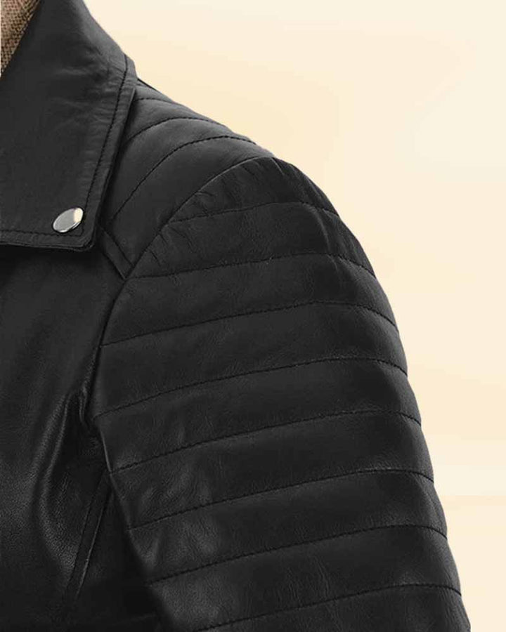 Stand out from the crowd with this statement leather jacket worn by Ronda Rousey in US style