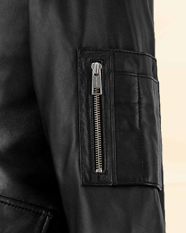 Make a statement with the Eminem bomber style leather jacket, a true embodiment of American rap culture in German style