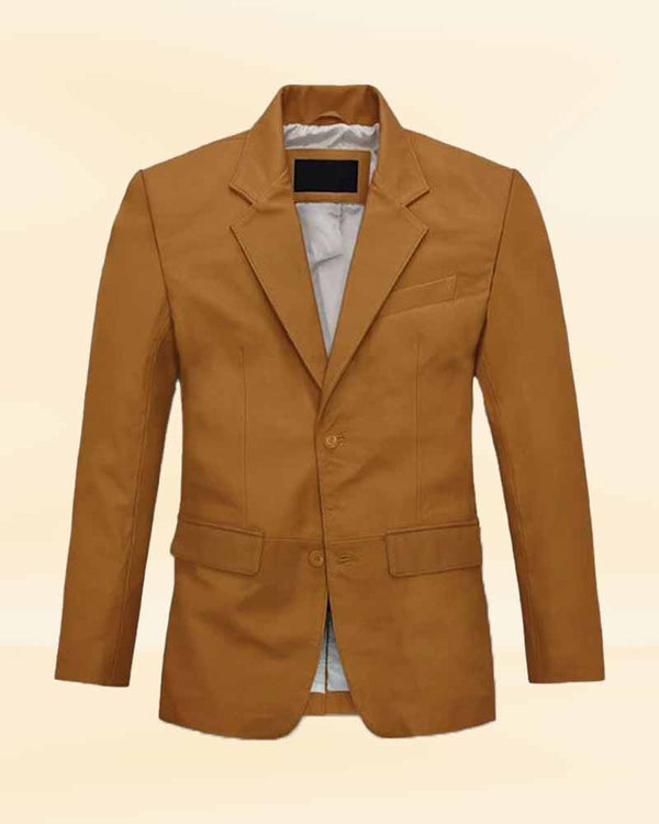 leather blazer with button closure USA style