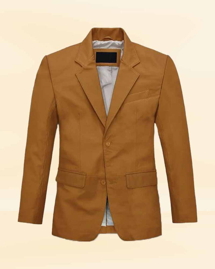 leather blazer with button closure USA style