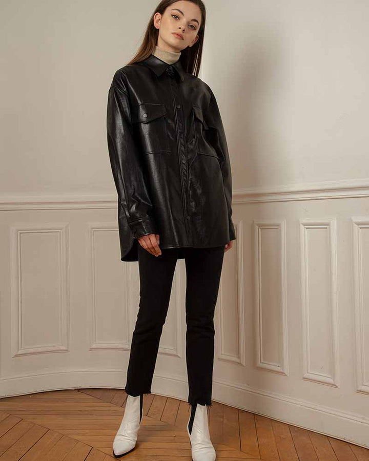 Modern leather shirt with a high-quality construction