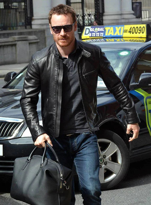 Buy Premium Black Leather Jacket Worn By Michael Fassbender | Michael Fassbender Premium Black Leather Jacket