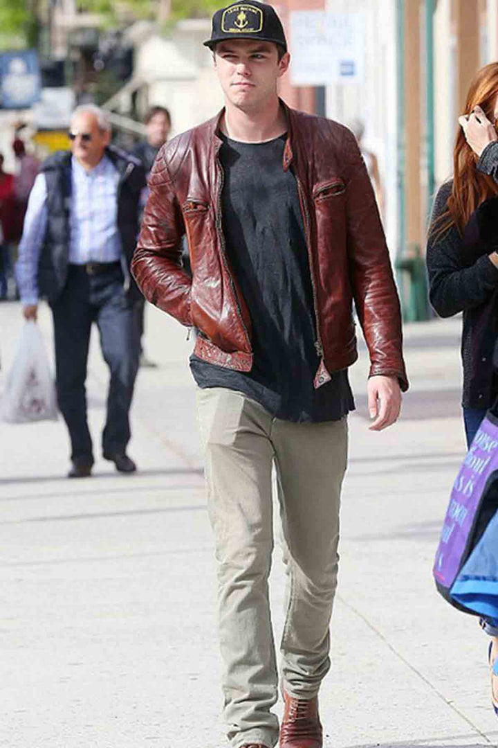 Experience the ultimate biker-chic style with this Mad Max leather jacket inspired by Nicholas Hoults in German market