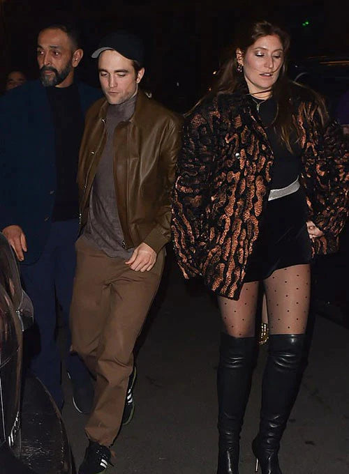 Get the Pattinson look with this sleek Brown Leather Jacket in American style