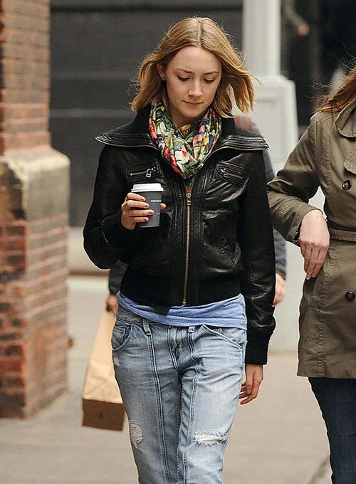 Black saorise ronan leather jacket for women