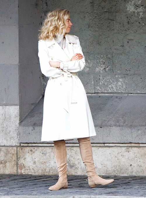 Buy Mission Impossible White Long Leather Coat Women Worn by Vanessa Kirby