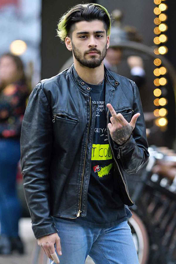 Buy Stylish Black Biker Leather Jacket Worn By Zayn Malik | Zayn Malik Stylish Black Biker Leather Jacket