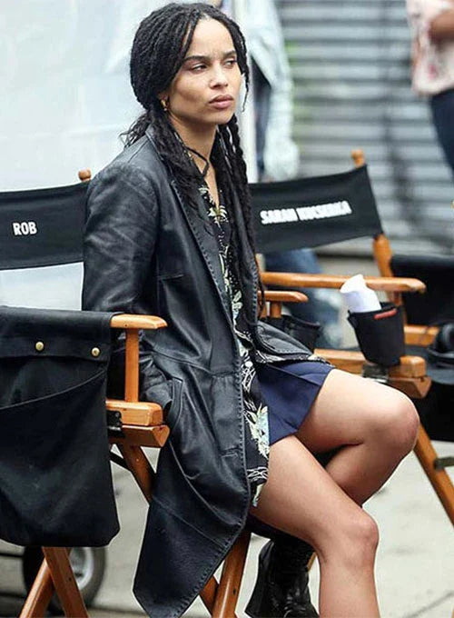 Sleek Leather Long Coat Gracing Zoë Kravitz's Look in United state